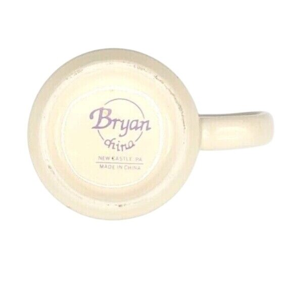 2/$15 Morton Salt Logo Mug 3.5" Girl Umbrella 1968 Yellow Advert Bryan China VTG - Picture 7 of 9